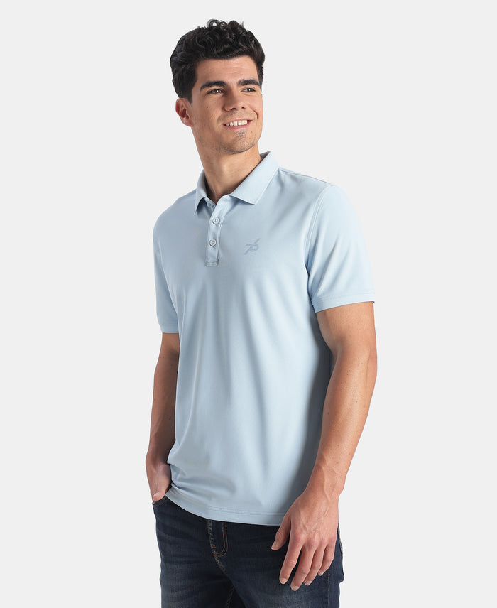 Microfiber Fabric Solid Half Sleeve Polo Tshirt with StayDry & StayFresh Technology - Ice Blue