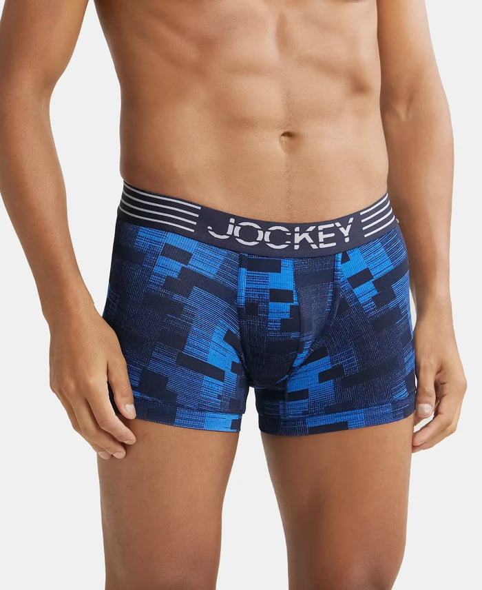 Microfiber Mesh Elastane Printed Performance Trunk with StayDry Technology - Move Blue-2