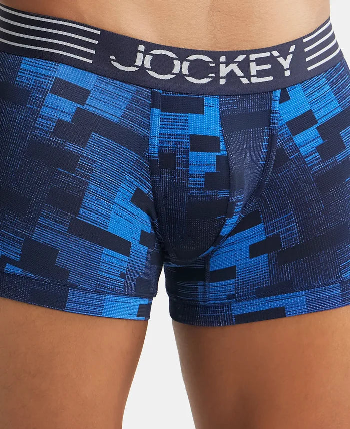Microfiber Mesh Elastane Printed Performance Trunk with StayDry Technology - Move Blue-6