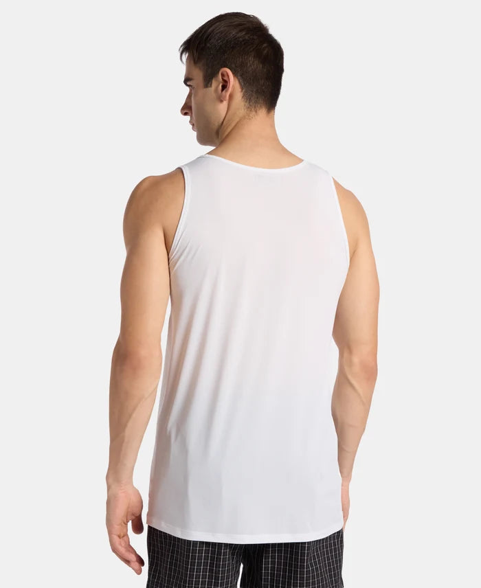 Microfiber Mesh Elastane Stretch Sleeveless Vest with Breathable Mesh - White