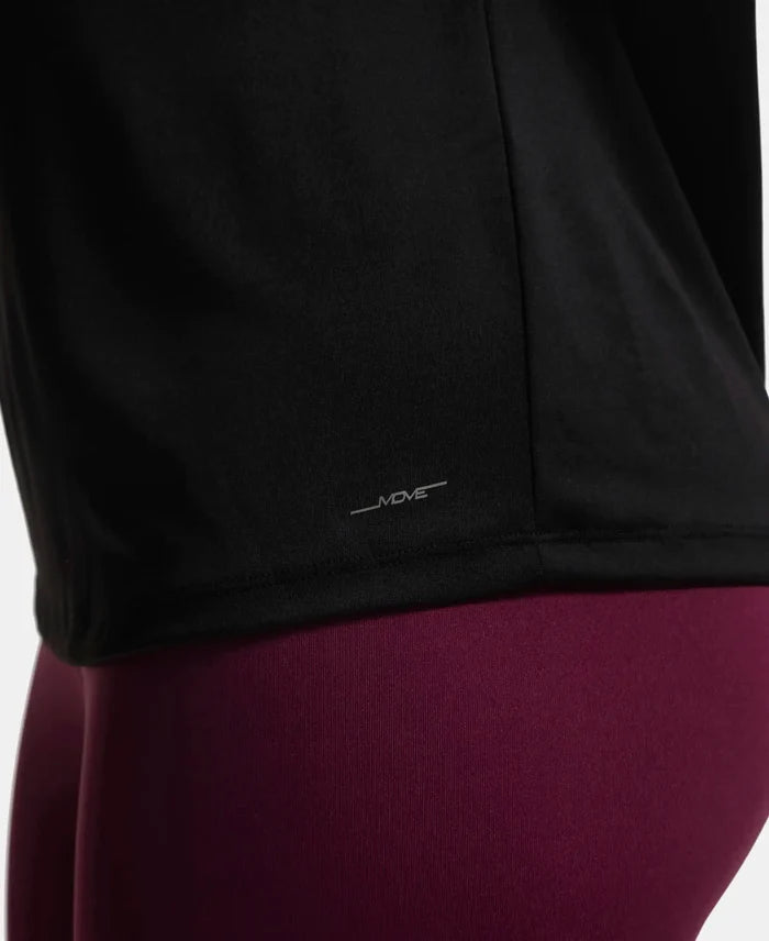 Microfiber Polyester Fabric Relaxed Fit Solid Round Neck Half Sleeve T-Shirt - Black-7