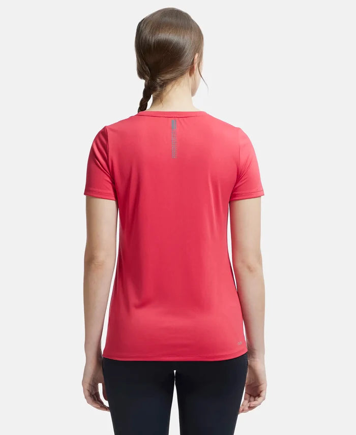 Microfiber Polyester Fabric Relaxed Fit Solid Round Neck Half Sleeve T-Shirt - Virtual Pink-3