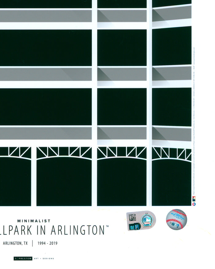 Minimalist Ballpark in Arlington - Ivan Rodriquez Autographed - Poster Print - Authenticated