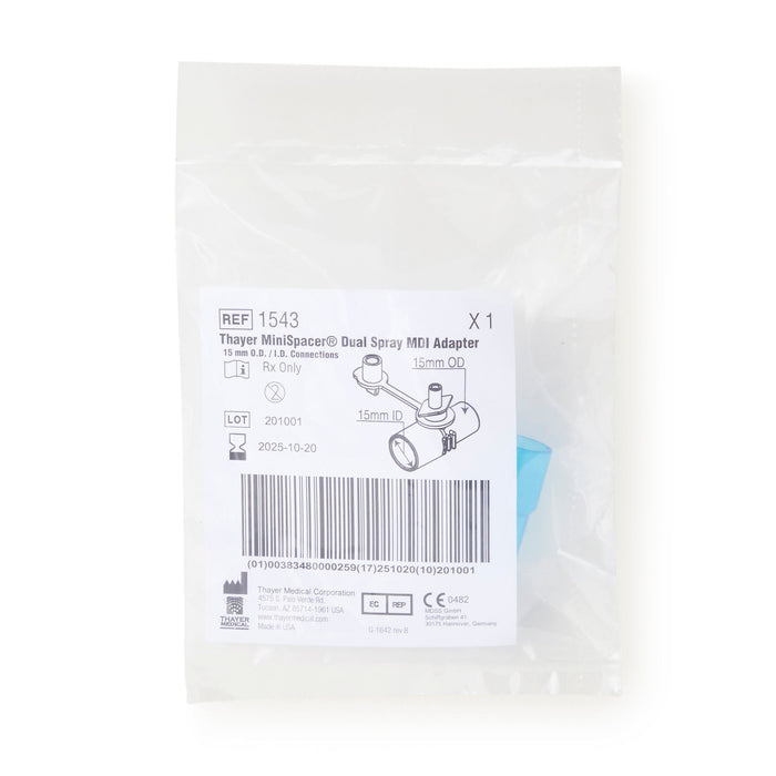 MiniSpacer Dual Spray MDI Adapter, 15 mm - 1543-Single - LL Medico