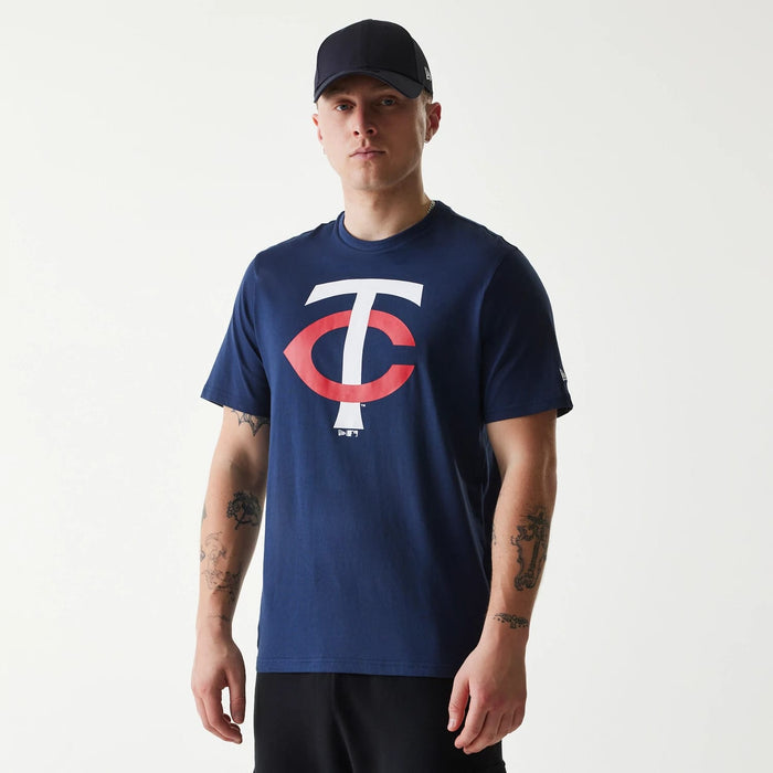 The Male model is wearing Minnesota Twins MLB Regular Dark Blue T-Shirt 1