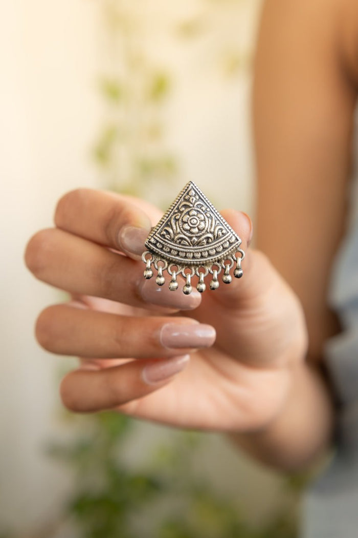 Mizoya Intricate Ghughri Drop Ring