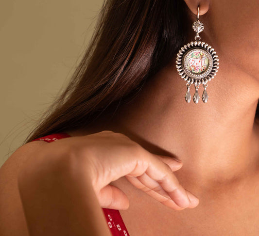 Mizoya Pichwai Cow Handpainted Earring