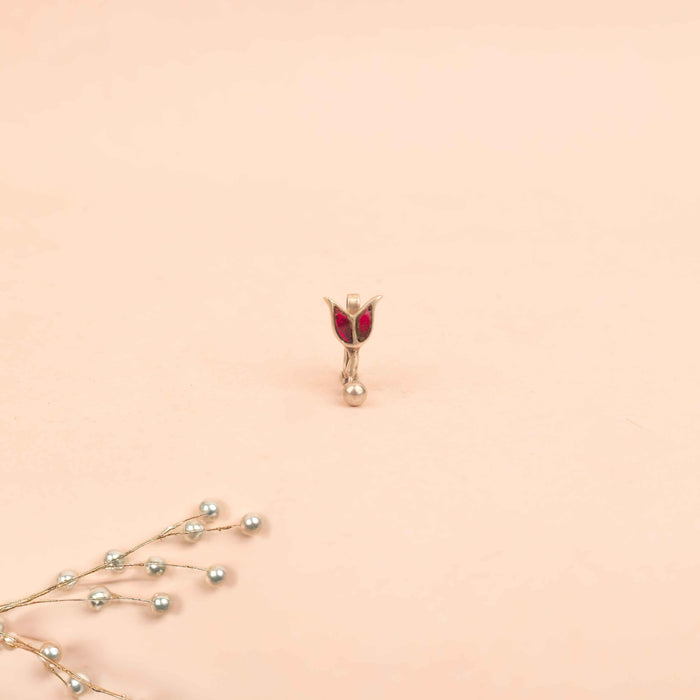 Moh Kundan Lotus Ball Drop Non Pierced Nose Clip on
