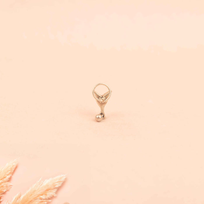Moh Kundan Lotus Ball Drop Pierced Nose Ring