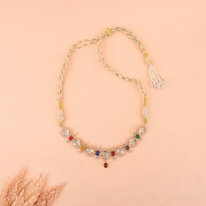 Moh Navratan Floral Necklace Set