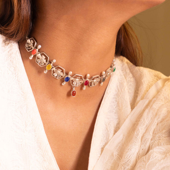 Moh Navratan Floral Necklace