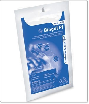 Molnlycke Biogel PI Indicator Underglove, Blue, Sterile, Powder-Free, Polyisoprene, 50 Pairs