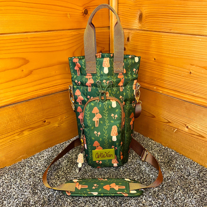 Mushroom Water Bottle Bag with Fidget Zipper Pull