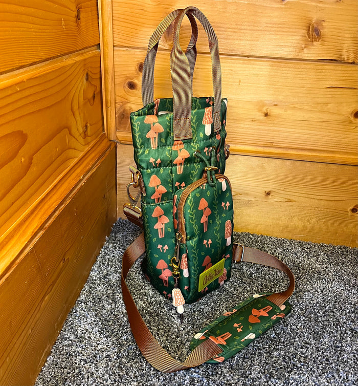 Mushroom Water Bottle Bag with Fidget Zipper Pull