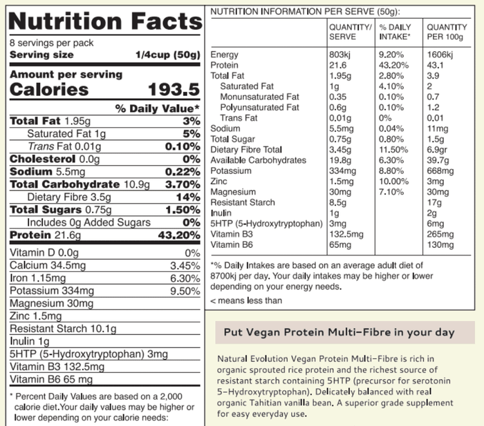 Natural Evolution Vegan Protein Multi-Fibre Vanilla 400g