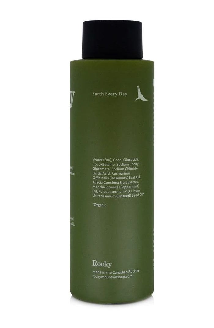Rocky Rosemary Mint Wild Kindness shampoo formulated with soap nut extract it gently cleanses the scalp and leaves your hair feeling clean soft and full of movement.