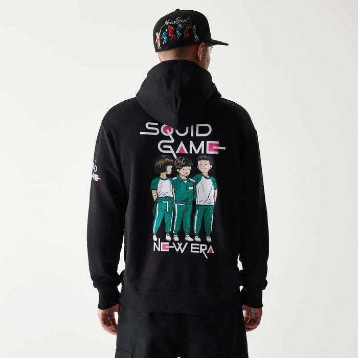 The Male model is wearing Netflix Squid Game Black Oversized Pullover Hoodie 2
