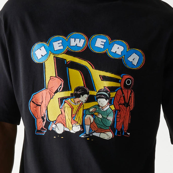 The Male model is wearing Netflix Squid Game Black Oversized T-Shirt 5