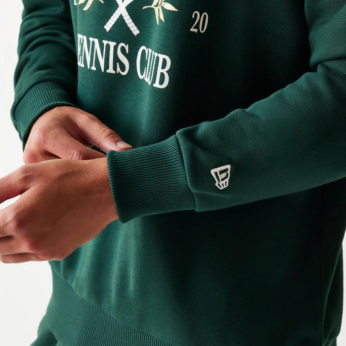 The Male model is wearing New Era Dark Green Oversized Crew Neck Sweater 5