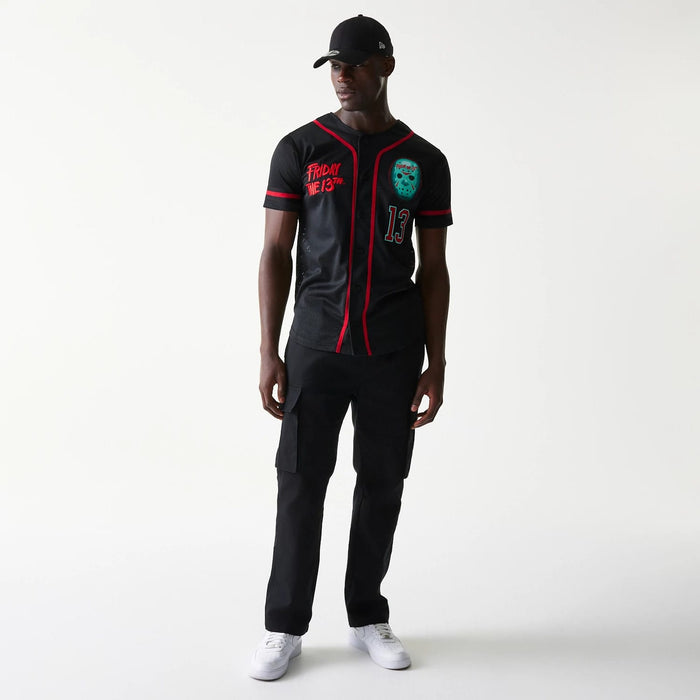 The Male model is wearing Friday The 13Th Black Jersey 8