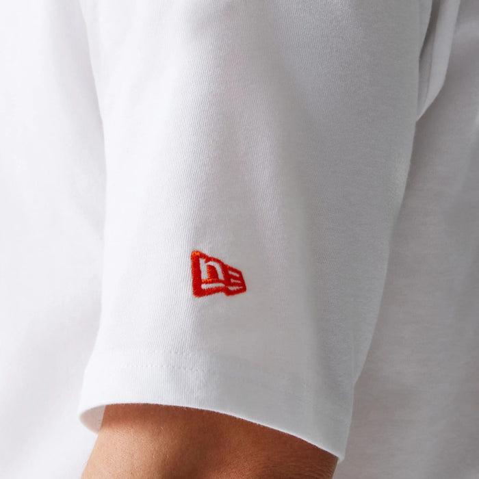 The Male model is wearing New Era Graphic White Oversized T-Shirt 7