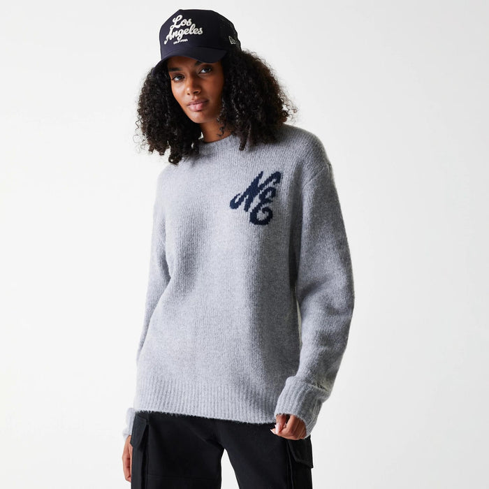 The Male model is wearing New Era Knit Grey Oversized Knit Sweater 4