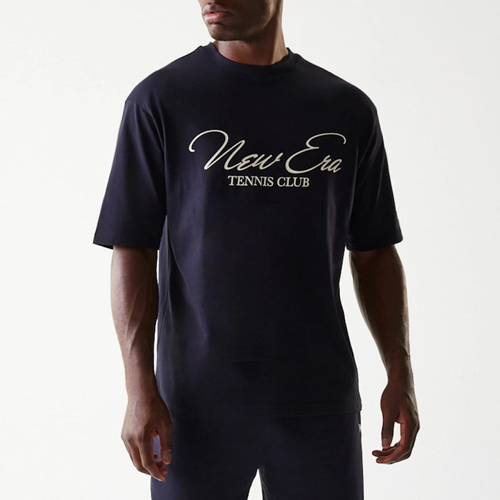 The Male model is wearing New Era Navy Oversized T-Shirt 3