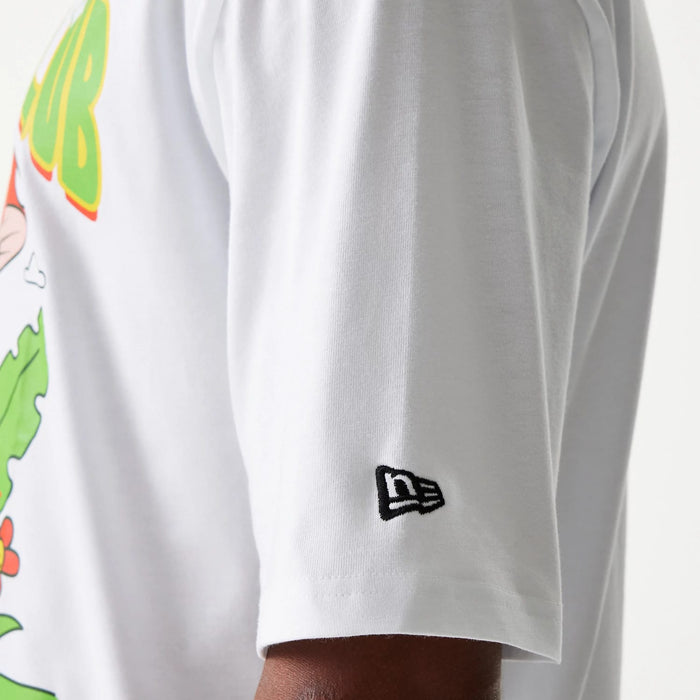 The Male model is wearing New Era Outdoor Graphic White Oversized T-Shirt 7