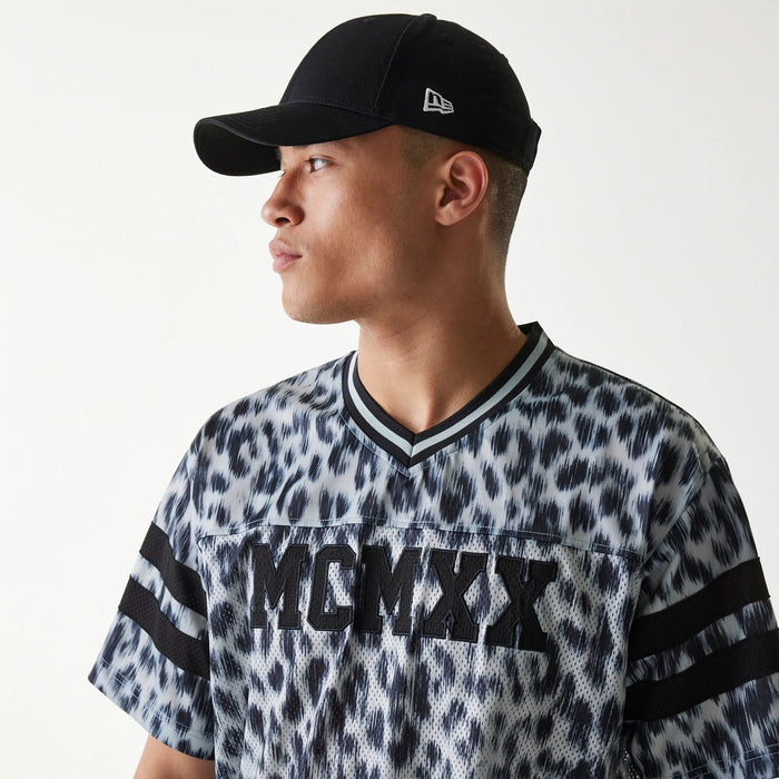 The Male model is wearing New Era Retro Sports Grey Mesh Jersey 6