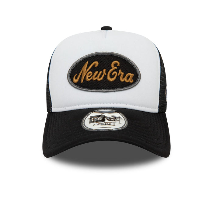 This is a New Era Youth Black Oval Trucker Cap 3