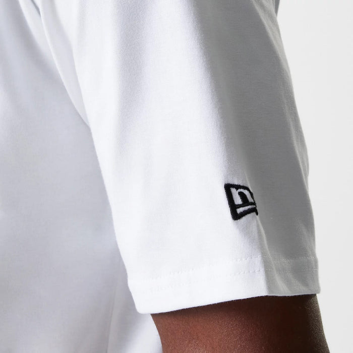 The Male model is wearing New York Yankees MLB Baseball Graphic White Oversized T-Shirt 8