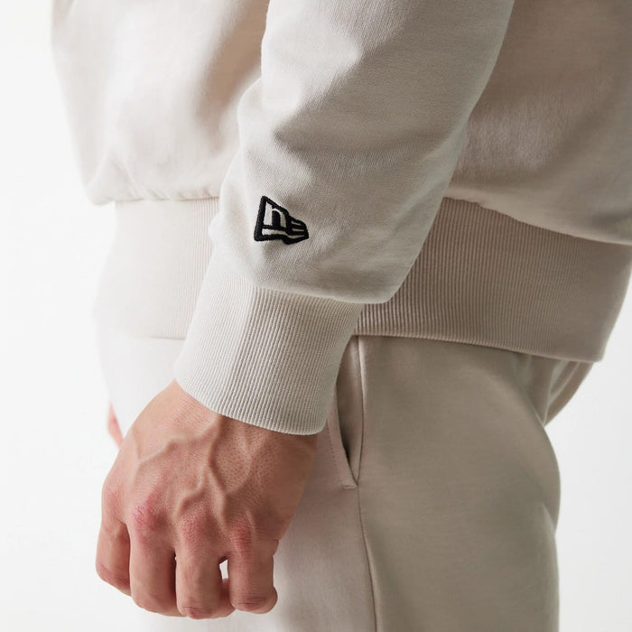 The Male model is wearing New York Yankees MLB League Essential Cream Crew Neck Sweater 5