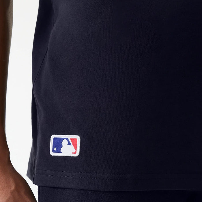The Male model is wearing New York Yankees MLB League Essential Navy Oversized T-Shirt 5