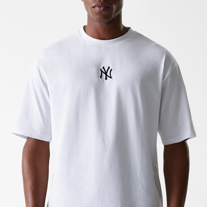 The Male model is wearing New York Yankees MLB League Essential White Oversized T-Shirt 3