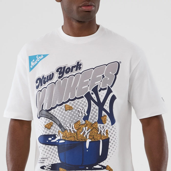 The Male model is wearing New York Yankees MLB Lifestyle Graphic White T-Shirt 7