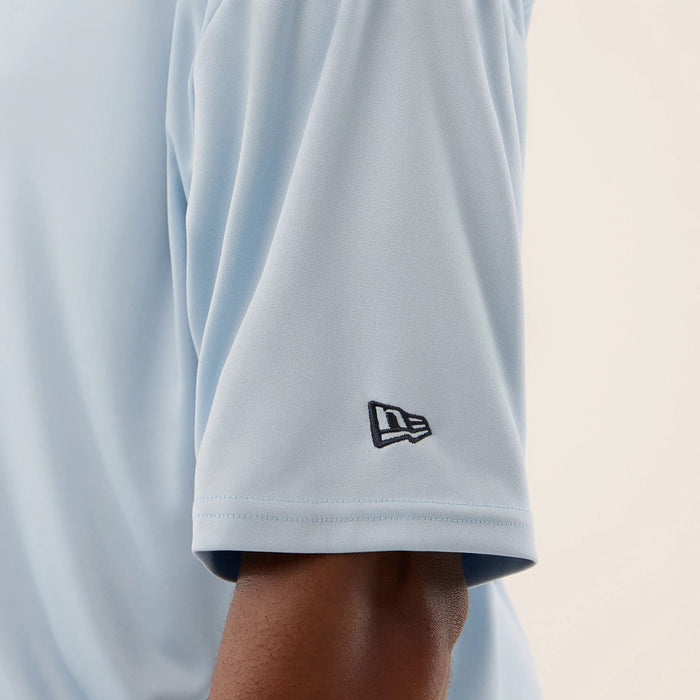 The Male model is wearing New York Yankees MLB Mesh Infill Pastel Blue Oversized T-Shirt 4