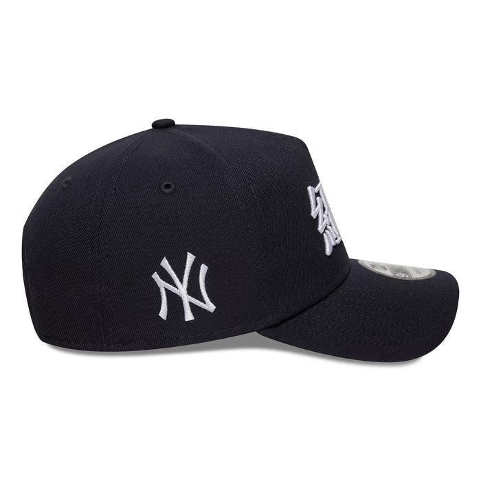 This is a New York Yankees MLB Poly Kanji Navy 9FORTY A-Frame Adjustable Cap 5
