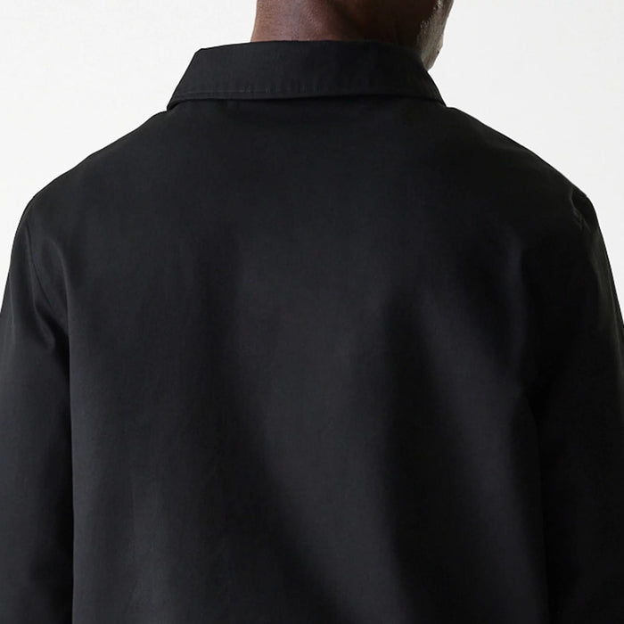 The Male model is wearing New York Yankees MLB Twill Black Coaches Jacket 7