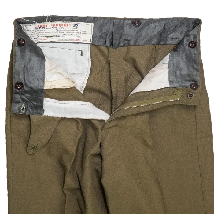 NZ Army 1970s Service Dress Trousers - 73cm, Small - New Zealand Army Surplus - Dress Trousers