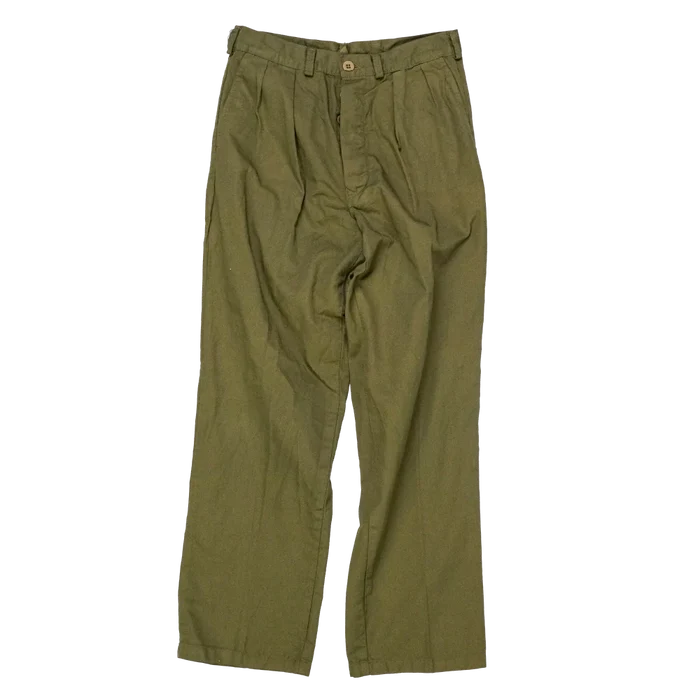 NZ Made 1970s Olive Trousers - Small - New Zealand Army Surplus - Dress Trousers