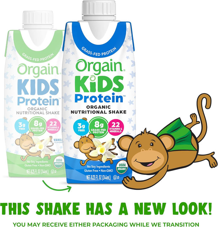 Orgain Organic Kids Nutritional Grass - Fed Protein Shake, Vanilla, Pack of 12 - 851770003100-Case - LL Medico