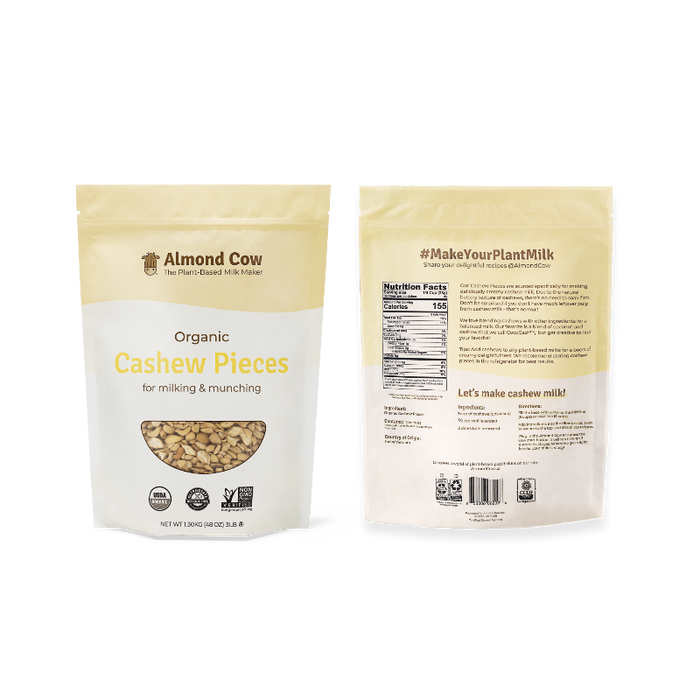 3lb bag of high-quality organic cashew pieces, ideal for plant-based milk and recipes.