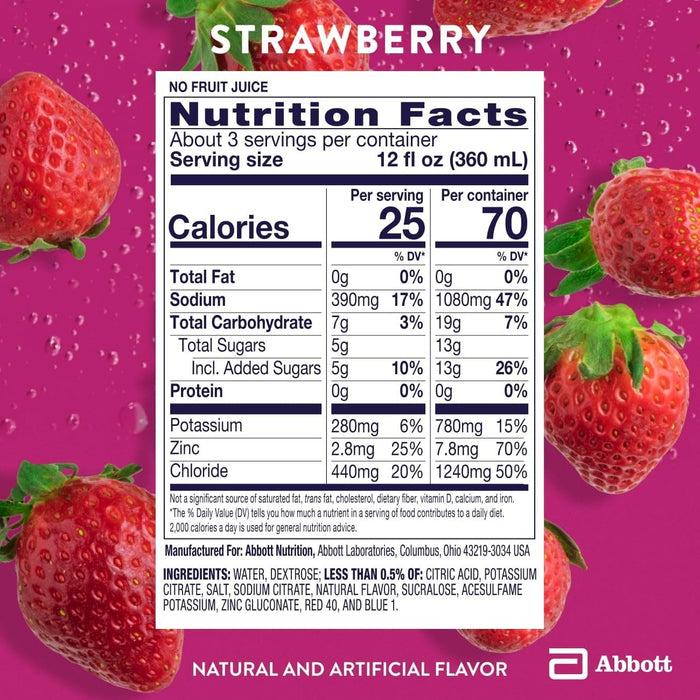 Pedialyte Oral Electrolyte Solution, Strawberry, 33.8 oz - 70074053984-Single - LL Medico