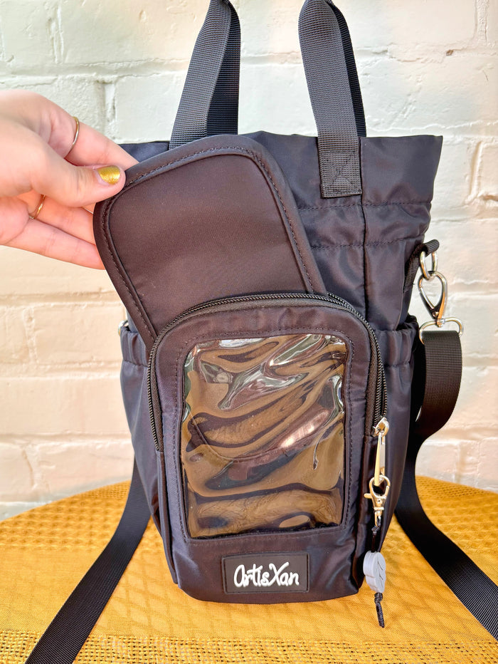 PRE-ORDER Large Black Ita Water Bottle Bag with Fidget Zipper Pull