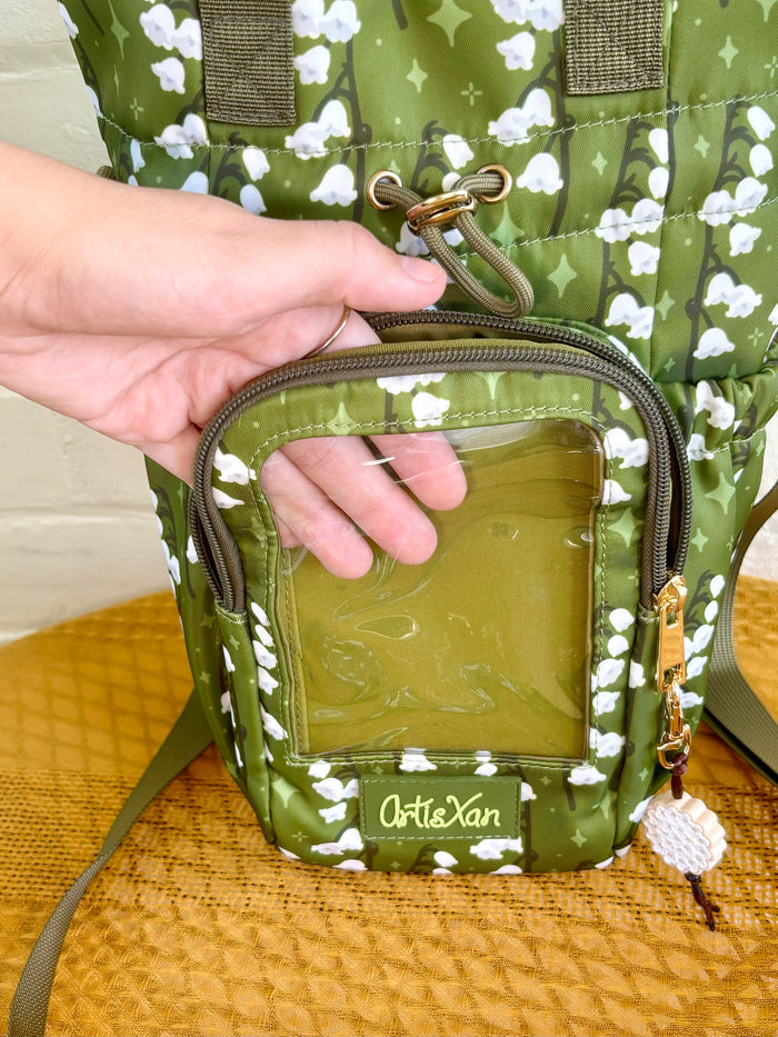PRE-ORDER Large Lily of The Valley Ita Water Bottle Bag with Fidget Zipper Pull