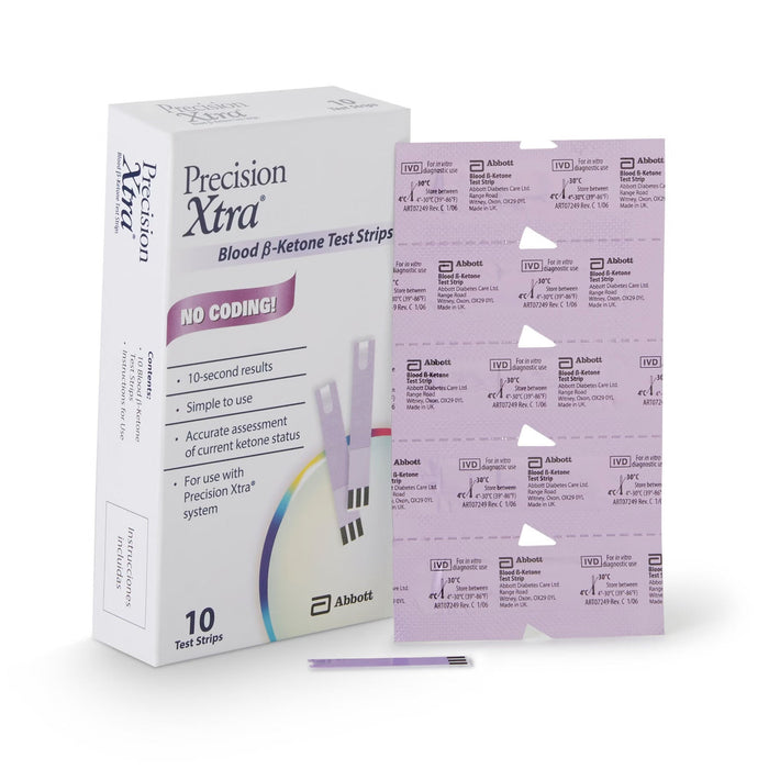 Precision Xtra Blood Ketone Test Strips, 10 Count - 57599074501-Box - LL Medico