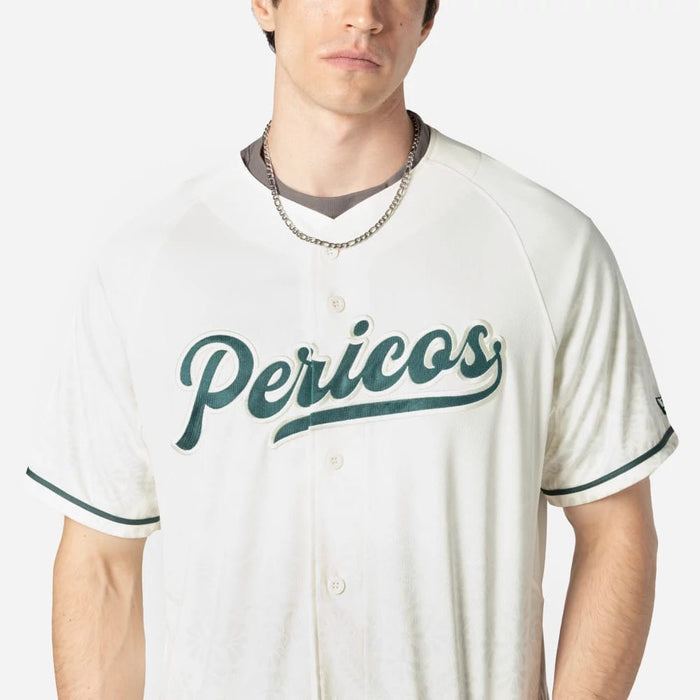 The Male model is wearing Puebla Pericos Mexico LMB On Field White On-Field Jersey 3