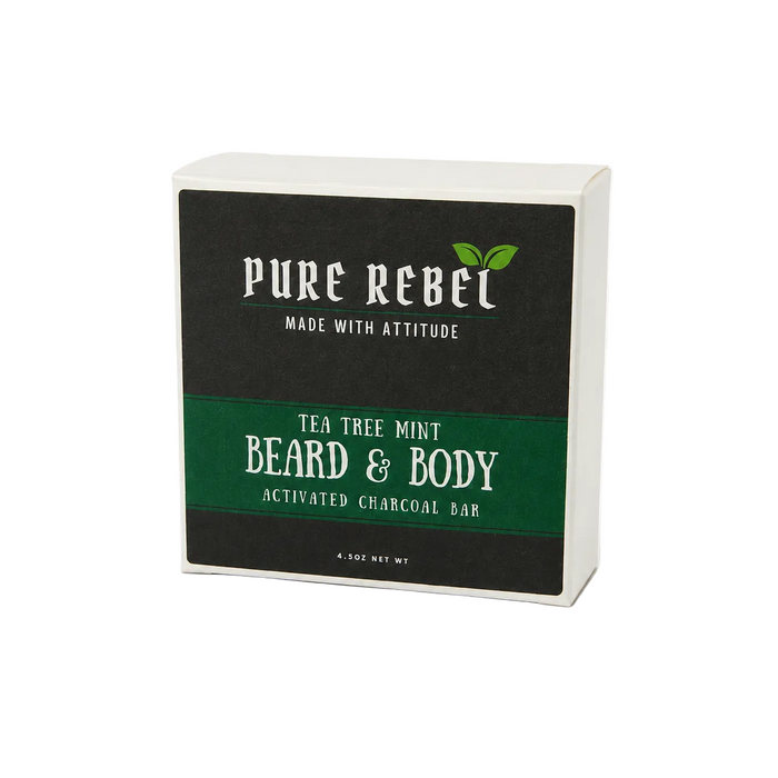 Pure Rebel - Beard & Body Tea Tree Mint Activated Charcoal Bar
