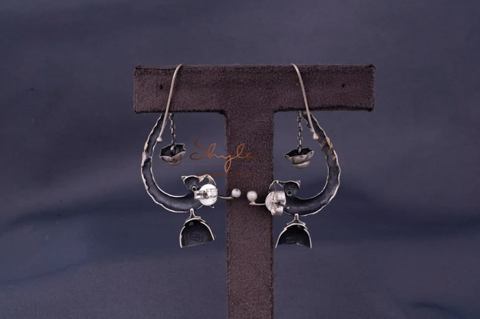 Qurbat Intricate Peacock Lamp Statement Earcuff
