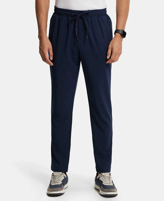 Recycled Microfiber Elastane Stretch Trackpant with Zipper Pockets and StayFresh Treatment - Navy-1